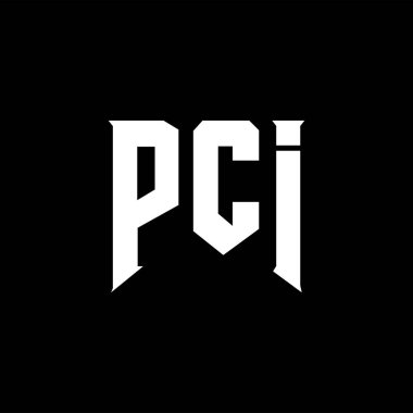 Teknoloji şirketi için PCI harf logosu tasarımı. PCI logo tasarımı siyah ve beyaz renk kombinasyonu. PCI logosu, PCI vektörü, PCI tasarımı, PCI simgesi, PCI alfabesi. PCI tipografi logosu tasarımı.