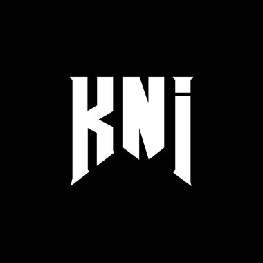 Teknoloji şirketi için KNI harf logosu tasarımı. KNI logo tasarımı siyah ve beyaz renk kombinasyonu. KNI logosu, KNI vektörü, KNI tasarımı, KNI simgesi, KNI alfabesi. KNI tipografi logosu tasarımı.