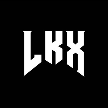 Teknoloji şirketi için LKX harf logosu tasarımı. LKX logo tasarımı siyah ve beyaz renk kombinasyonu. LKX logosu, LKX vektörü, LKX tasarımı, LKX simgesi, LKX alfabesi. LKX tipografi logosu tasarımı.