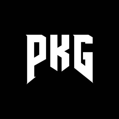 Teknoloji şirketi için PKG mektup logosu tasarımı. PKG logo tasarımı siyah beyaz renk kombinasyonu. PKG logosu, PKG vektörü, PKG tasarımı, PKG simgesi, PKG alfabesi. PKG tipografi logosu tasarımı.