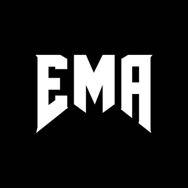 Teknoloji şirketi için EMA mektup logosu tasarımı. EMA logo tasarımı siyah ve beyaz renk kombinasyonu. EMA logosu, EMA vektörü, EMA tasarımı, EMA simgesi, EMA alfabesi. EMA tipografi logosu tasarımı.