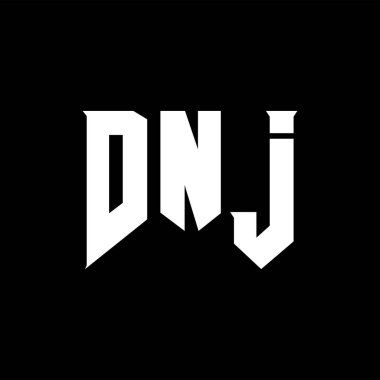 Teknoloji şirketi için DNJ mektup logosu tasarımı. DNJ logo tasarımı siyah ve beyaz renk kombinasyonu. DNJ logosu, DNJ vektörü, DNJ tasarımı, DNJ simgesi, DNJ alfabesi. DNJ tipografi logosu tasarımı.