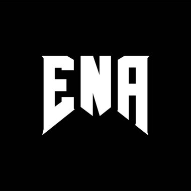 Teknoloji şirketi için ENA mektup logosu tasarımı. ENA logo tasarımı siyah ve beyaz renk kombinasyonu. ENA logosu, ENA vektörü, ENA tasarımı, ENA simgesi, ENA alfabesi. ENA tipografi logosu tasarımı.