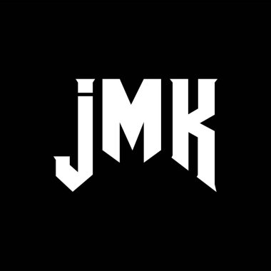 JMK letter logo design for technology company. JMK logo design black and white color combination. JMK logo, JMK vector, JMK design, JMK icon, JMK alphabet. JMK typography logo design. clipart