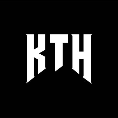 Teknoloji şirketi için KTH harfli logo tasarımı. KTH logo tasarımı siyah ve beyaz renk kombinasyonu. KTH logosu, KTH vektörü, KTH tasarımı, KTH simgesi, KTH alfabesi. KTH tipografi logosu tasarımı.