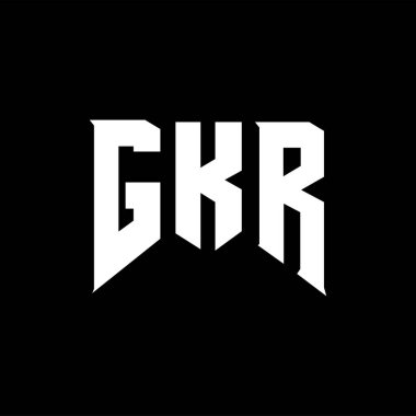 Teknoloji şirketi için GKR harf logosu tasarımı. GKR logo tasarımı siyah ve beyaz renk kombinasyonu. GKR logosu, GKR vektörü, GKR tasarımı, GKR simgesi, GKR alfabesi. GKR tipografi logosu tasarımı.