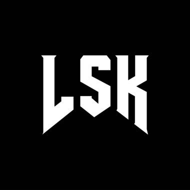 Teknoloji şirketi için LSK mektup logosu tasarımı. LSK logo tasarımı siyah ve beyaz renk kombinasyonu. LSK logosu, LSK vektörü, LSK tasarımı, LSK simgesi, LSK alfabesi. LSK tipografi logosu tasarımı.