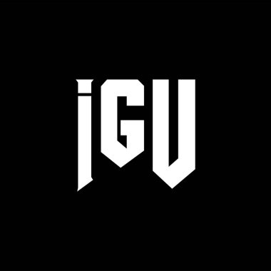 Teknoloji şirketi için IGU mektup logosu tasarımı. IGU logo tasarımı siyah ve beyaz renk kombinasyonu. IGU logosu, IGU vektörü, IGU dizaynı, IGU simgesi, IGU alfabesi. IGU tipografi logosu tasarımı.