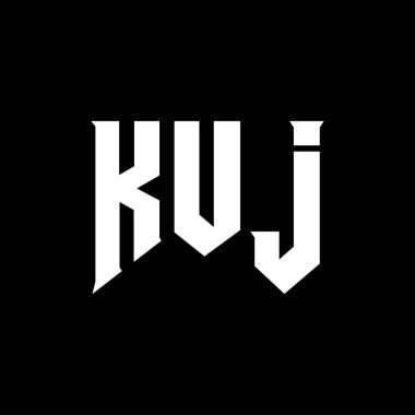 KUJ teknoloji şirketi için harf logosu tasarımı. KUJ logo tasarımı siyah ve beyaz renk kombinasyonu. KUJ logosu, KUJ vektörü, KUJ tasarımı, KUJ simgesi, KUJ alfabesi. KUJ tipografi logosu tasarımı.