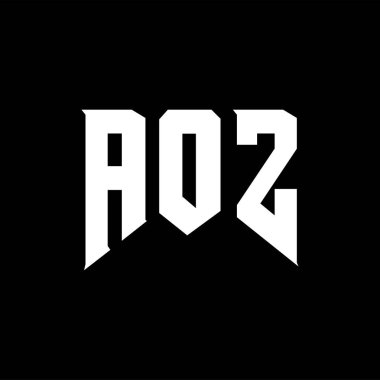 Teknoloji şirketi için AOZ harf logosu tasarımı. AOZ logo tasarımı siyah ve beyaz renk kombinasyonu. AOZ logosu, AOZ vektörü, AOZ dizaynı, AOZ simgesi, AOZ alfabesi. AOZ tipografi logosu tasarımı.