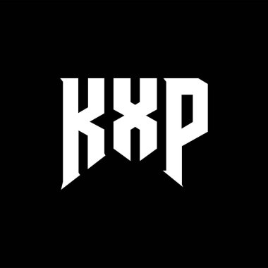 Teknoloji şirketi için KXP harf logosu tasarımı. KXP logo tasarımı siyah ve beyaz renk kombinasyonu. KXP logosu, KXP vektörü, KXP tasarımı, KXP simgesi, KXP alfabesi. KXP tipografi logosu tasarımı.