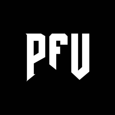 Teknoloji şirketi için PFU mektup logosu tasarımı. PFU logo tasarımı siyah ve beyaz renk kombinasyonu. PFU logosu, PFU vektörü, PFU tasarımı, PFU simgesi, PFU alfabesi. PFU tipografi logosu tasarımı.