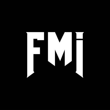 Teknoloji şirketi için FMI harf logosu tasarımı. FMI logo tasarımı siyah ve beyaz renk kombinasyonu. FMI logosu, FMI vektörü, FMI tasarımı, FMI simgesi, FMI alfabesi. FMI tipografi logosu tasarımı.