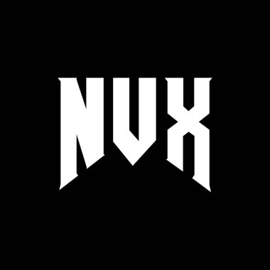 Teknoloji şirketi için NVX harf logosu tasarımı. NVX logo tasarımı siyah ve beyaz renk kombinasyonu. NVX logosu, NVX vektörü, NVX tasarımı, NVX simgesi, NVX alfabesi. NVX tipografi logosu tasarımı.