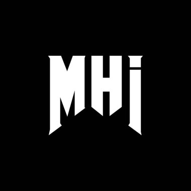 Teknoloji şirketi için MHI harf logosu tasarımı. MHI logo tasarımı siyah ve beyaz renk kombinasyonu. MHI logosu, MHI vektörü, MHI tasarımı, MHI simgesi, MHI alfabesi. MHI tipografi logosu tasarımı.