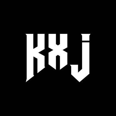 Teknoloji şirketi için KXJ harf logosu tasarımı. KXJ logo tasarımı siyah ve beyaz renk kombinasyonu. KXJ logosu, KXJ vektörü, KXJ tasarımı, KXJ simgesi, KXJ alfabesi. KXJ tipografi logosu tasarımı.