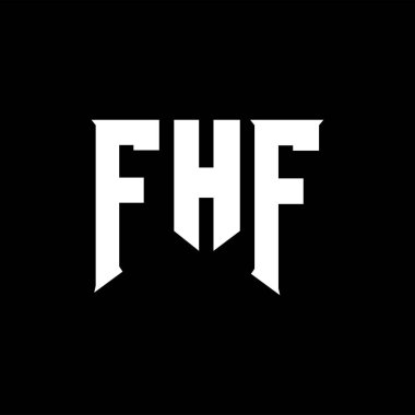 Teknoloji şirketi için FHF mektup logosu tasarımı. FHF logo tasarımı siyah ve beyaz renk kombinasyonu. FHF logosu, FHF vektörü, FHF tasarımı, FHF simgesi, FHF alfabesi. FHF tipografi logosu tasarımı.