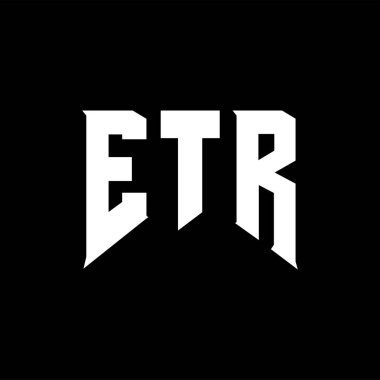 Teknoloji şirketi için ETR harf logosu tasarımı. ETR logo tasarımı siyah ve beyaz renk kombinasyonu. ETR logosu, ETR vektörü, ETR tasarımı, ETR simgesi, ETR alfabesi. ETR tipografi logosu tasarımı.