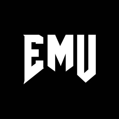 Teknoloji şirketi için EMU mektup logosu tasarımı. EMU logosu siyah-beyaz renk kombinasyonu tasarladı. EMU logosu, EMU vektörü, EMU tasarımı, EMU simgesi, EMU alfabesi. EMU tipografi logosu tasarımı.