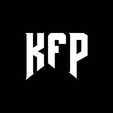 Teknoloji şirketi için KFP harf logosu tasarımı. KFP logo tasarımı siyah ve beyaz renk kombinasyonu. KFP logosu, KFP vektörü, KFP tasarımı, KFP simgesi, KFP alfabesi. KFP tipografi logosu tasarımı.