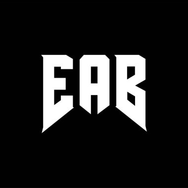 Teknoloji şirketi için EAB harf logosu tasarımı. EAB logo tasarımı siyah-beyaz renk kombinasyonu. EAB logosu, EAB vektörü, EAB tasarımı, EAB simgesi, EAB alfabesi. EAB tipografi logosu tasarımı.