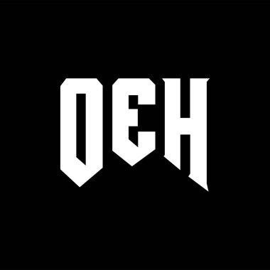 Teknoloji şirketi için OEH mektup logosu tasarımı. OEH logo tasarımı siyah ve beyaz renk kombinasyonu. OEH logosu, OEH vektörü, OEH dizaynı, OEH simgesi, OEH alfabesi. OEH tipografi logosu tasarımı.