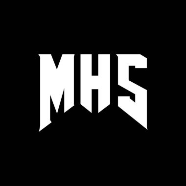 Teknoloji şirketi için MHS mektup logosu tasarımı. MHS logo tasarımı siyah ve beyaz renk kombinasyonu. MHS logosu, MHS vektörü, MHS tasarımı, MHS simgesi, MHS alfabesi. MHS tipografi logosu tasarımı.