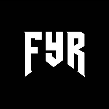 Teknoloji şirketi için FYR mektup logosu tasarımı. FYR logo tasarımı siyah ve beyaz renk kombinasyonu. FYR logosu, FYR vektörü, FYR tasarımı, FYR simgesi, FYR alfabesi. FYR tipografi logosu tasarımı.