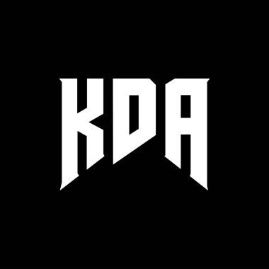 KDA letter logo design for technology company. KDA logo design black and white color combination. KDA logo, KDA vector, KDA design, KDA icon, KDA alphabet. KDA typography logo design. clipart