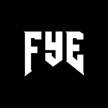 Teknoloji şirketi için FYE mektup logosu tasarımı. FYE logo tasarımı siyah beyaz renk kombinasyonu. FYE logosu, FYE vektörü, FYE tasarımı, FYE simgesi, FYE alfabesi. FYE tipografi logosu tasarımı.