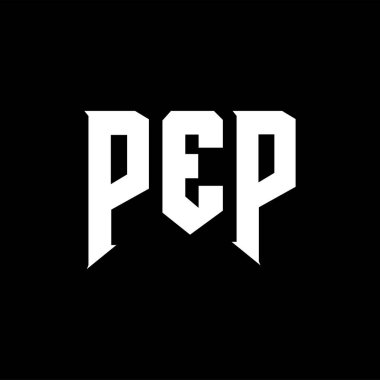 Teknoloji şirketi için PEP harf logosu tasarımı. PEP logosu siyah ve beyaz renk kombinasyonu tasarladı. PEP logosu, PEP vektörü, PEP tasarımı, PEP simgesi, PEP alfabesi. PEP tipografi logosu tasarımı.