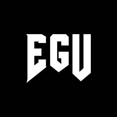 Teknoloji şirketi için EGU mektup logosu tasarımı. EGU logo tasarımı siyah-beyaz renk kombinasyonu. EGU logosu, EGU vektörü, EGU dizaynı, EGU simgesi, EGU alfabesi. EGU tipografi logosu tasarımı.