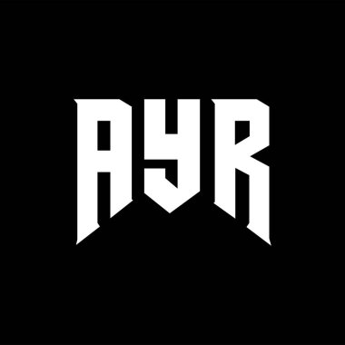 Teknoloji şirketi için AYR harf logosu tasarımı. AYR logo tasarımı siyah ve beyaz renk kombinasyonu. AYR logosu, AYR vektörü, AYR tasarımı, AYR simgesi, AYR alfabesi. AYR tipografi logosu tasarımı.