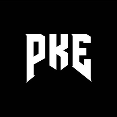 PKE letter logo design for technology company. PKE logo design black and white color combination. PKE logo, PKE vector, PKE design, PKE icon, PKE alphabet. PKE typography logo design. clipart