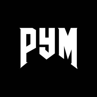 Teknoloji şirketi için PYM mektup logosu tasarımı. PYM logo tasarımı siyah ve beyaz renk kombinasyonu. PYM logosu, PYM vektörü, PYM tasarımı, PYM simgesi, PYM alfabesi. PYM tipografi logosu tasarımı.
