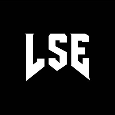 LSE letter logo design for technology company. LSE logo design black and white color combination. LSE logo, LSE vector, LSE design, LSE icon, LSE alphabet. LSE typography logo design. clipart