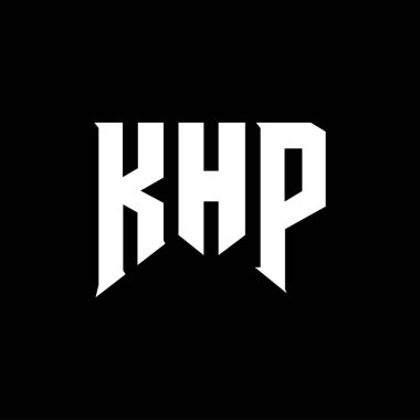 Teknoloji şirketi için KHP harf logosu tasarımı. KHP logo tasarımı siyah ve beyaz renk kombinasyonu. KHP logosu, KHP vektörü, KHP tasarımı, KHP simgesi, KHP alfabesi. KHP tipografi logosu tasarımı.