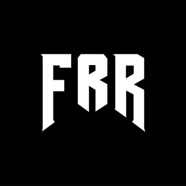 Teknoloji şirketi için FRR harf logosu tasarımı. FRR logo tasarımı siyah ve beyaz renk kombinasyonu. FRR logosu, FRR vektörü, FRR tasarımı, FRR simgesi, FRR alfabesi. FRR tipografi logosu tasarımı.