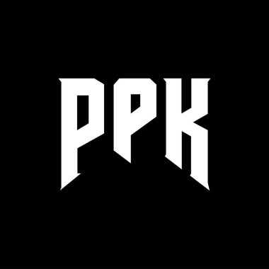 Teknoloji şirketi için PPK mektup logosu tasarımı. PPK logo tasarımı siyah ve beyaz renk kombinasyonu. PPK logosu, PPK vektörü, PPK tasarımı, PPK simgesi, PPK alfabesi. PPK tipografi logosu tasarımı.