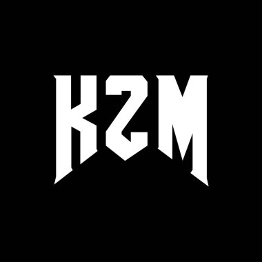 Teknoloji şirketi için KZM mektup logosu tasarımı. KZM logo tasarımı siyah ve beyaz renk kombinasyonu. KZM logosu, KZM vektörü, KZM tasarımı, KZM simgesi, KZM alfabesi. KZM tipografi logosu tasarımı.