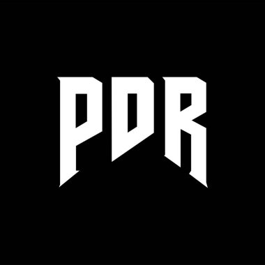 Teknoloji şirketi için PDR harf logosu tasarımı. PDR logo tasarımı siyah ve beyaz renk kombinasyonu. PDR logosu, PDR vektörü, PDR tasarımı, PDR simgesi, PDR alfabesi. PDR tipografi logosu tasarımı.