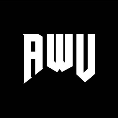 Teknoloji şirketi için AWU mektup logosu tasarımı. AWU logo tasarımı siyah-beyaz renk kombinasyonu. AWU logosu, AWU vektörü, AWU tasarımı, AWU simgesi, AWU alfabesi. AWU tipografi logosu tasarımı.