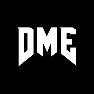 Teknoloji şirketi için DME mektup logosu tasarımı. DME logo tasarımı siyah beyaz renk kombinasyonu. DME logosu, DME vektörü, DME tasarımı, DME simgesi, DME alfabesi. DME tipografi logosu tasarımı.