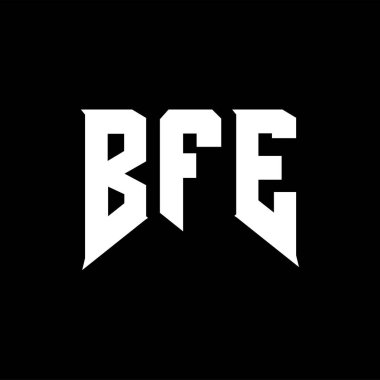 Teknoloji şirketi için BFE mektup logosu tasarımı. BFE logo tasarımı siyah ve beyaz renk kombinasyonu. BFE logosu, BFE vektörü, BFE tasarımı, BFE simgesi, BFE alfabesi. BFE tipografi logosu tasarımı.