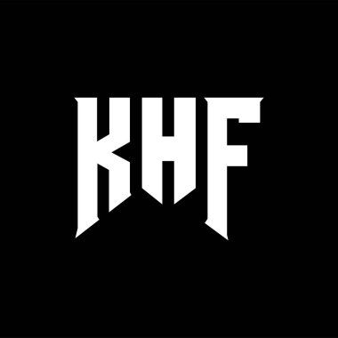 Teknoloji şirketi için KHF mektup logosu tasarımı. KHF logo tasarımı siyah ve beyaz renk kombinasyonu. KHF logosu, KHF vektörü, KHF tasarımı, KHF simgesi, KHF alfabesi. KHF tipografi logosu tasarımı.