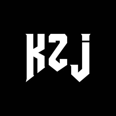 Teknoloji şirketi için KZJ harf logosu tasarımı. KZJ logo tasarımı siyah ve beyaz renk kombinasyonu. KZJ logosu, KZJ vektörü, KZJ tasarımı, KZJ simgesi, KZJ alfabesi. KZJ tipografi logosu tasarımı.