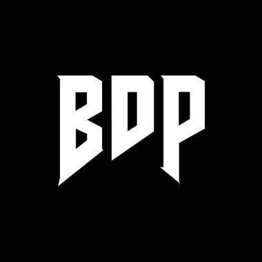 Teknoloji şirketi için BDP harf logosu tasarımı. BDP logo tasarımı siyah ve beyaz renk kombinasyonu. BDP logosu, BDP vektörü, BDP tasarımı, BDP simgesi, BDP alfabesi. BDP tipografi logosu tasarımı.