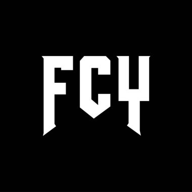 Teknoloji şirketi için FCY mektup logosu tasarımı. FCY logo tasarımı siyah ve beyaz renk kombinasyonu. FCY logosu, FCY vektörü, FCY tasarımı, FCY simgesi, FCY alfabesi. FCY tipografi logosu tasarımı.
