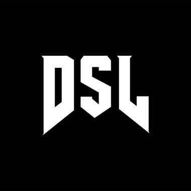 Teknoloji şirketi için DSL mektup logosu tasarımı. DSL logo tasarımı siyah ve beyaz renk kombinasyonu. DSL logosu, DSL vektörü, DSL tasarımı, DSL simgesi, DSL alfabesi. DSL tipografi logosu tasarımı.