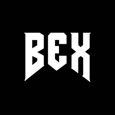 Teknoloji şirketi için BEX mektup logosu tasarımı. BEX logosu siyah-beyaz renk kombinasyonu tasarladı. BEX logosu, BEX vektörü, BEX tasarımı, BEX simgesi, BEX alfabesi. BEX tipografi logosu tasarımı.